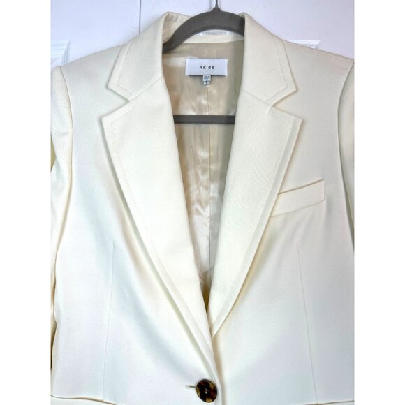 Reiss Women's Ember Cream Off White Tailored Single Breasted One Button Blazer 6 - Picture 4 of 16